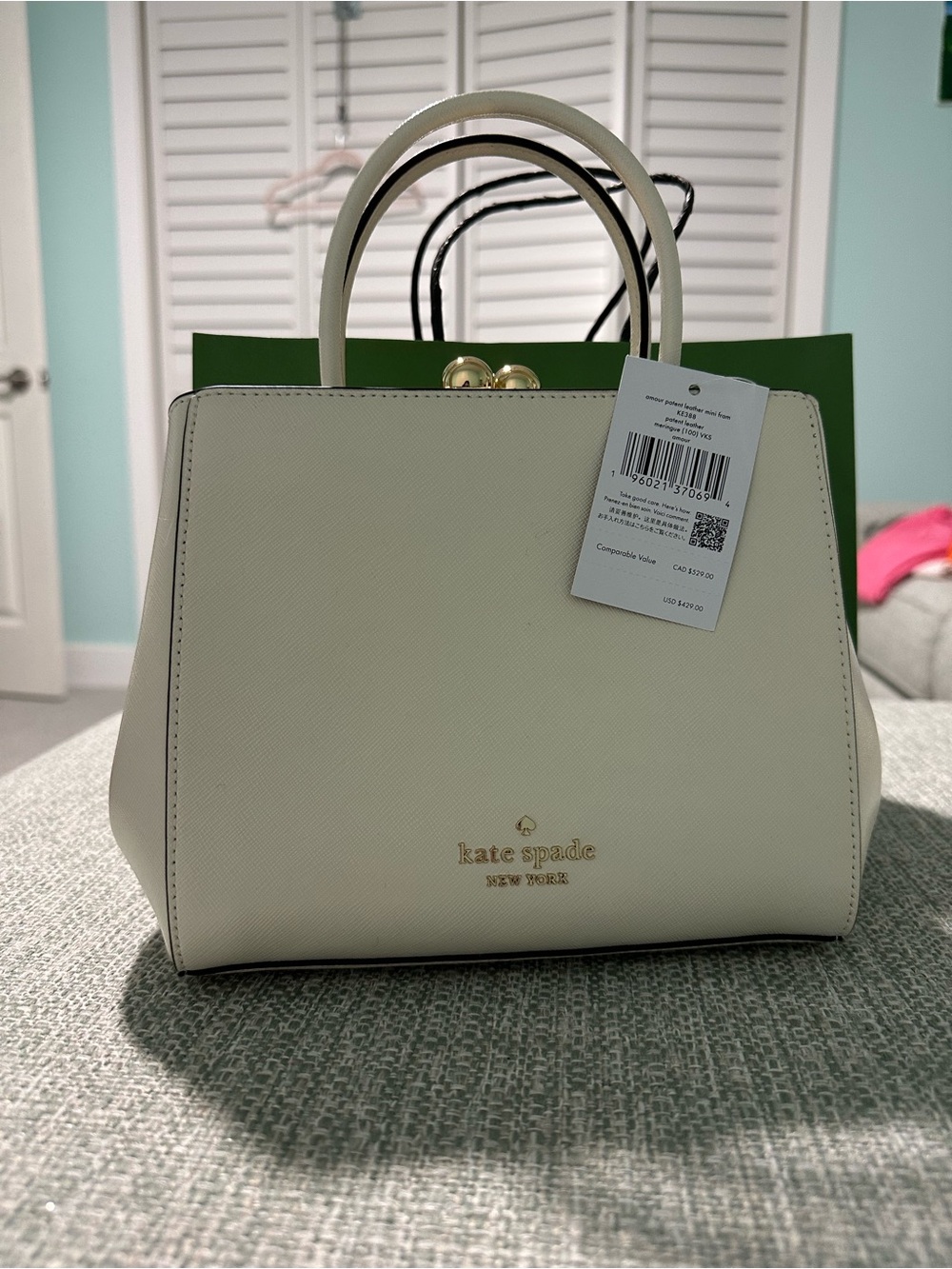 kate spade Amour patent mini fram Top-Handle SatchelGold Hardware new